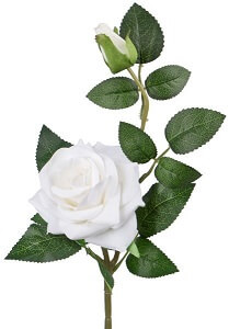 kunstige stilk med 2 fløjl roser i hvid